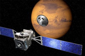 صورة تخيلية للمركبةExoMars وهي تدور حول كوكب المريخ