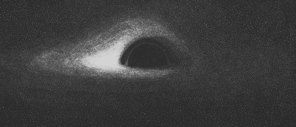 الثقب الأسود كما صوره luminet [المصدر:bitfeed]