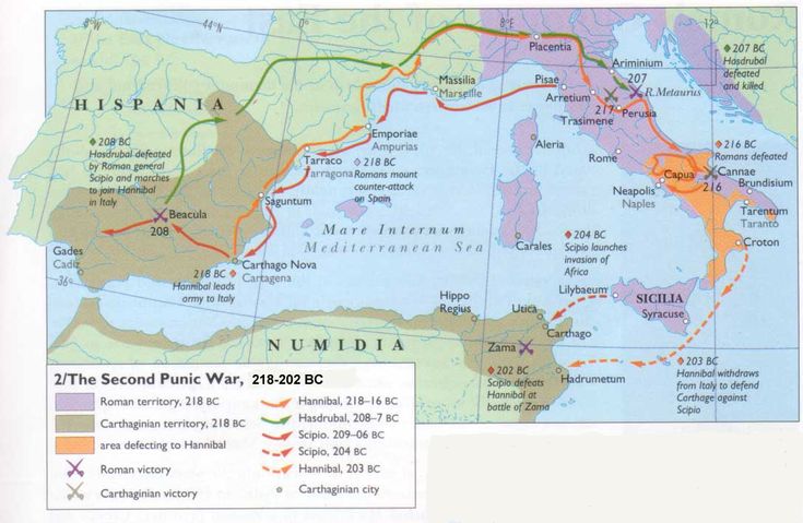 خريطة توضّح تفاصيل الحرب البونيّة الثّانية