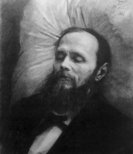 دوستويفسكي على نعشه عام 1881 - إيفان كرامسكوي